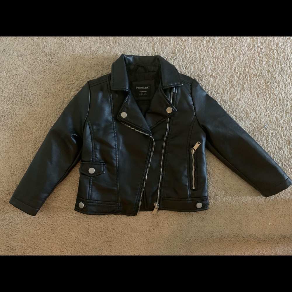 Faux leather black jacket size 3-4 T